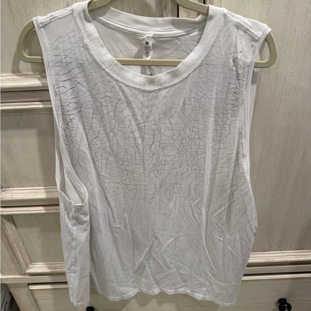 Lululemon All Yours Crew Tank Crackled White Size 14